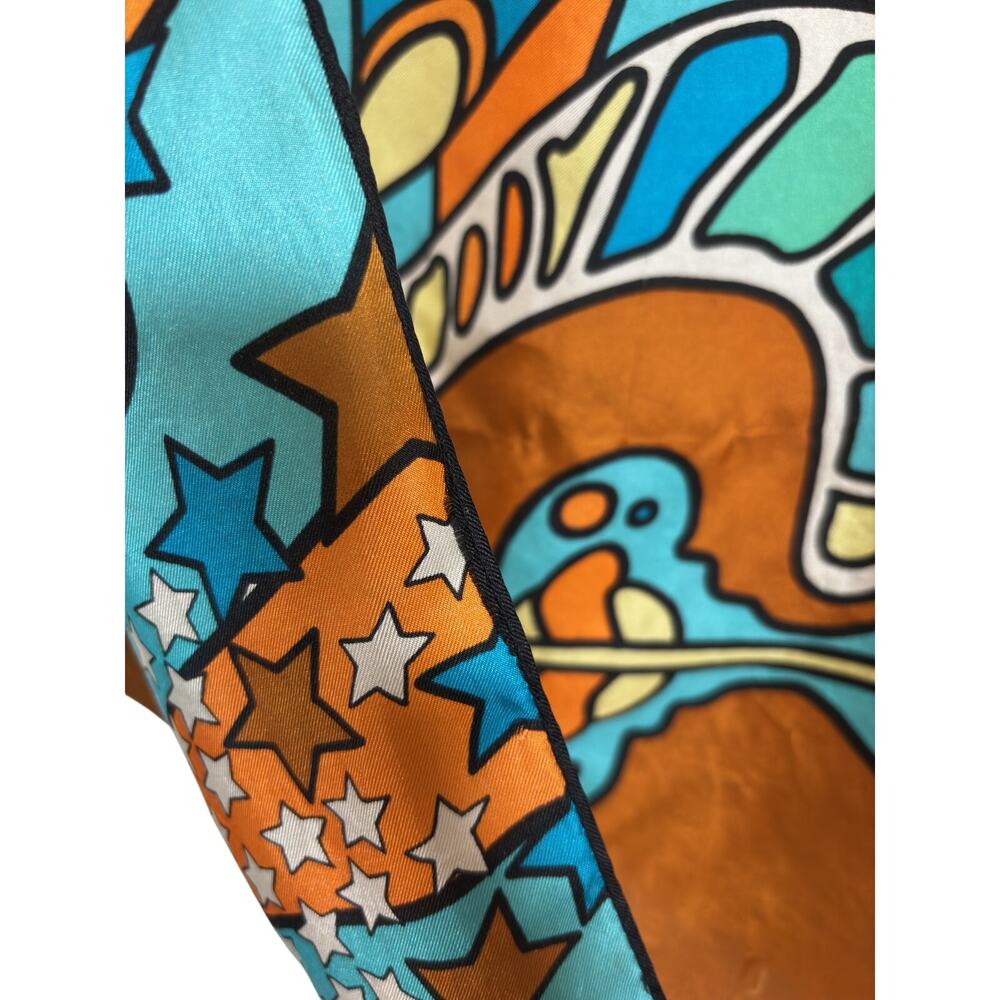 Peter Max Vintage Silk Scarf Womens Orange Self Portrait Psychedelic Pop Art - Picture 9 of 11